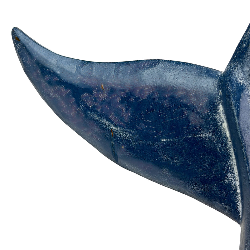 Things2Die4 Whale Tail Sculpture, 25 Inch Blue Wood Nautical Decor Image 9