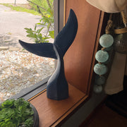 Things2Die4 Whale Tail Sculpture, 25 Inch Blue Wood Nautical Decor Image 6