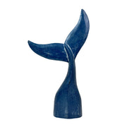 Things2Die4 Whale Tail Sculpture, 25 Inch Blue Wood Nautical Decor Image 1