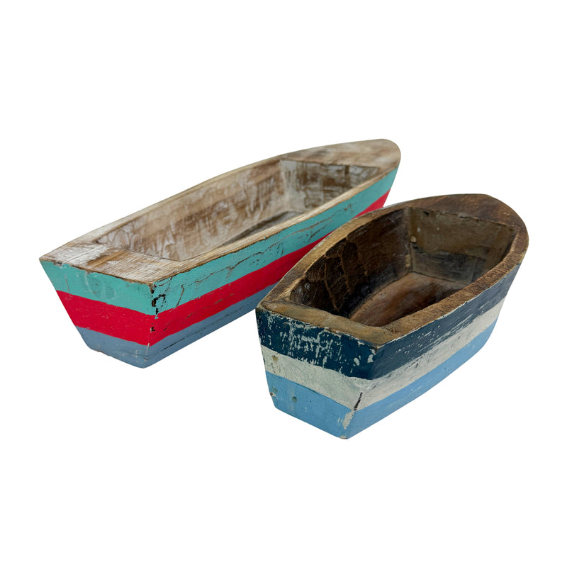 Things2Die4 Set of 2 Boat Trays, 19.75 Inch Distressed Wood Nautical Decor Image 3