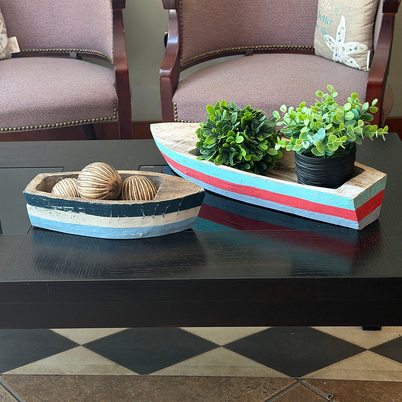 Things2Die4 Set of 2 Boat Trays, 19.75 Inch Distressed Wood Nautical Decor Image 4