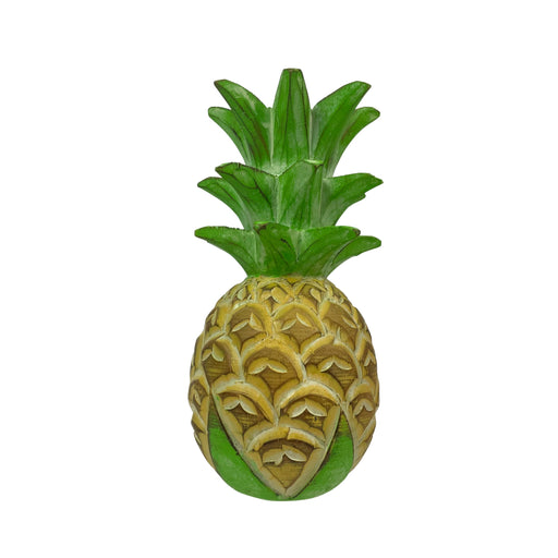 Pineapple Sculpture, 10 Inch Hand-Carved Wood Tropical Decor Image 2
