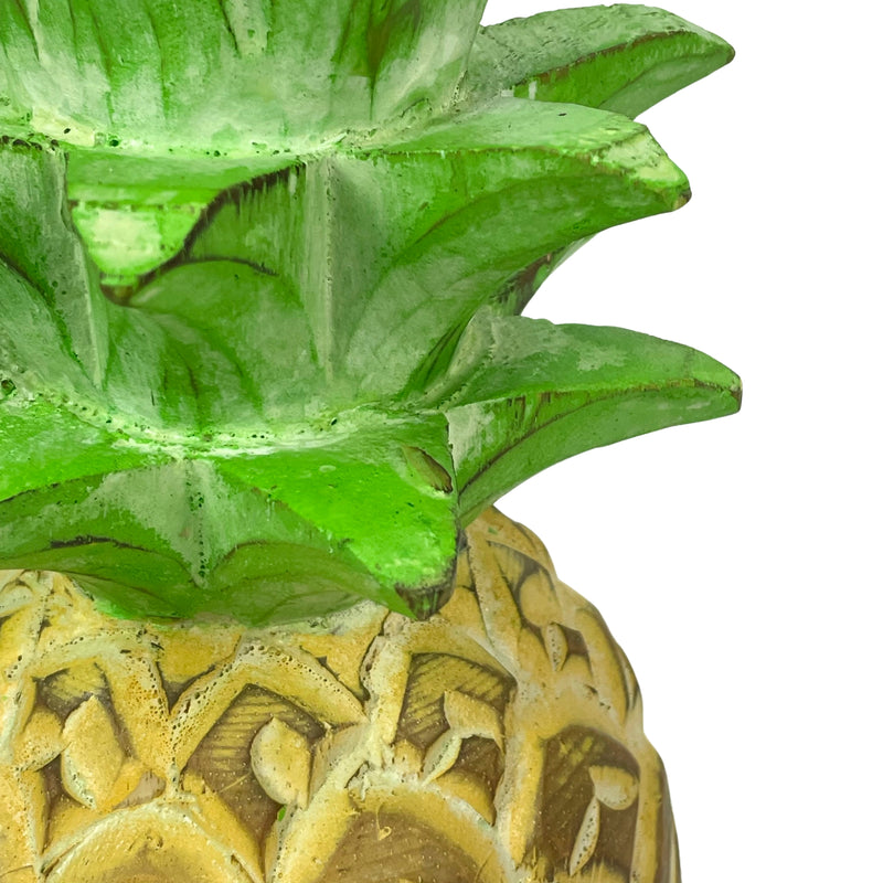 Pineapple Sculpture, 10 Inch Hand-Carved Wood Tropical Decor Image 3