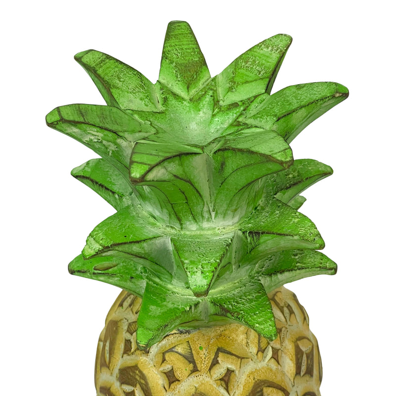 Pineapple Sculpture, 10 Inch Hand-Carved Wood Tropical Decor Image 7
