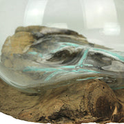 Decorative Vase, 10 Inch Wide-Mouth Molten Glass on Teak Driftwood Image 3
