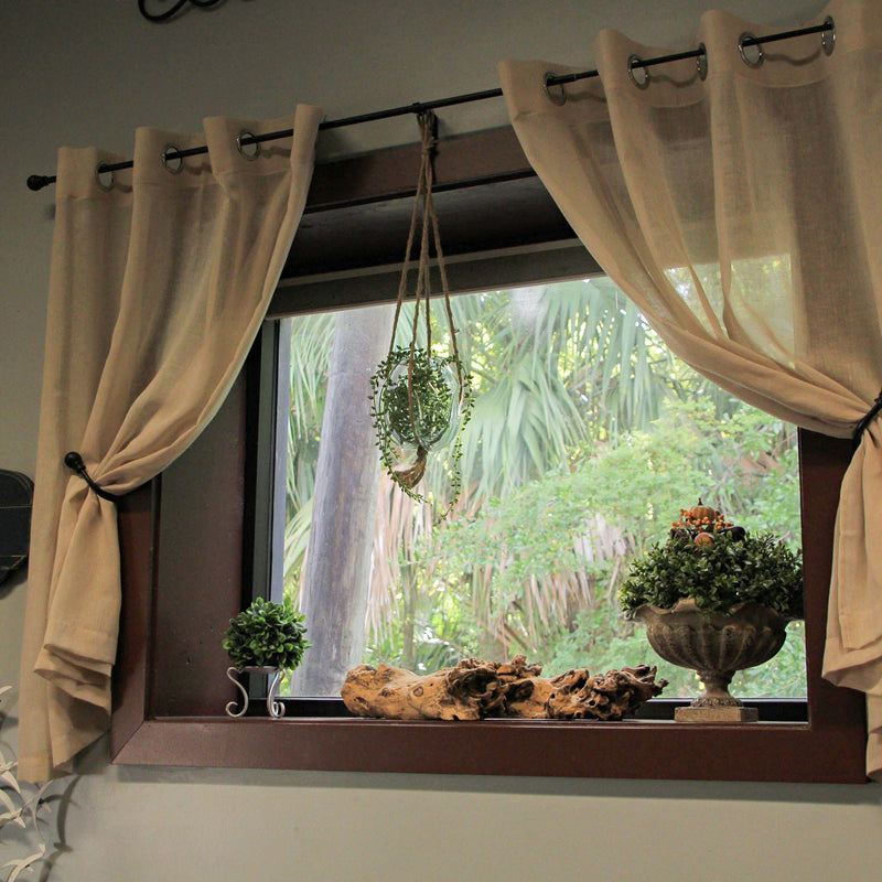 Hanging Glass Planter, 25 Inch Wide Molten Bowl with Jute Rope Image 10