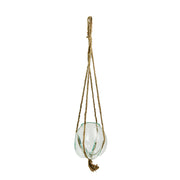 Hanging Glass Planter, 25 Inch Wide Molten Bowl with Jute Rope Image 1