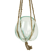 Hanging Glass Planter, 25 Inch Wide Molten Bowl with Jute Rope Image 2