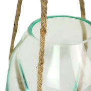 Hanging Glass Planter, 25 Inch Wide Molten Bowl with Jute Rope Image 3