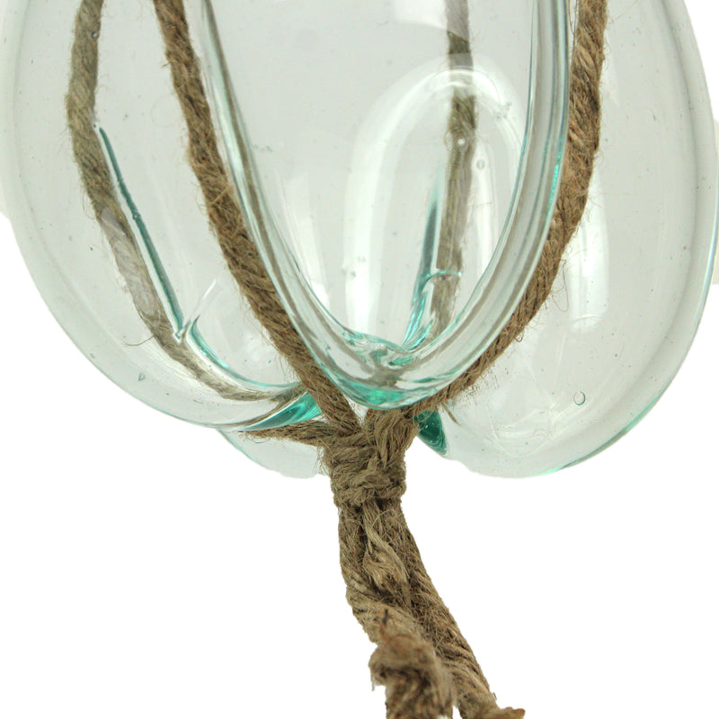Hanging Glass Planter, 25 Inch Wide Molten Bowl with Jute Rope Image 9