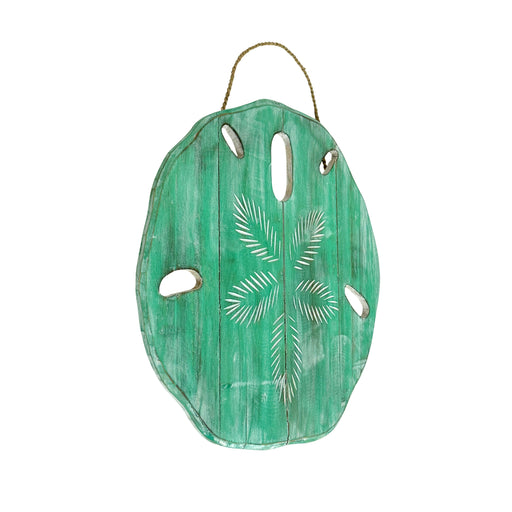 Things2Die4 Sand Dollar Wall Sculpture, Aqua Wood, 15.5 Inch Wide Image 2