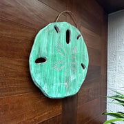 Things2Die4 Sand Dollar Wall Sculpture, Aqua Wood, 15.5 Inch Wide Image 5