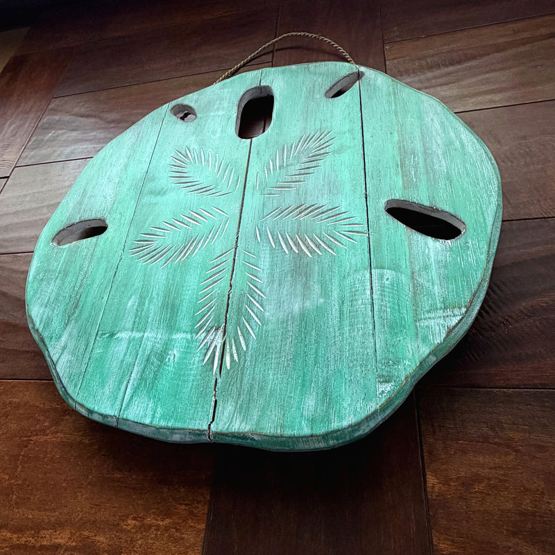 Things2Die4 Sand Dollar Wall Sculpture, Aqua Wood, 15.5 Inch Wide Image 6