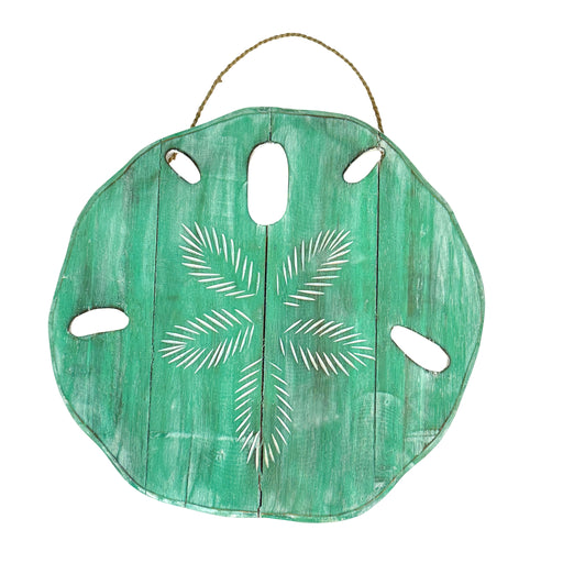 Things2Die4 Sand Dollar Wall Sculpture, Aqua Wood, 15.5 Inch Wide Image 1