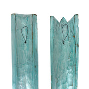 Zeckos Set of 2 Aqua Hand Carved Wood Tiki Wall Masks, 39 Inches Tall, Painted Distressed Finish, Wall Sculptures for Living