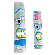 White - Image 2 - Set of 2 Tiki Mask Wall Sculptures, 20 Inch Whitewashed Pastel