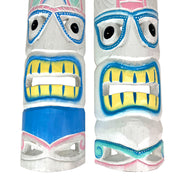 White - Image 9 - Set of 2 Tiki Mask Wall Sculptures, 20 Inch Whitewashed Pastel