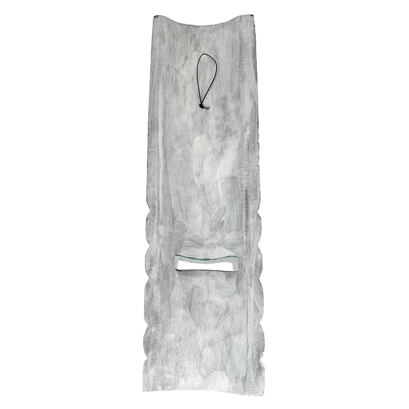 White - Image 10 - Set of 2 Tiki Mask Wall Sculptures, 20 Inch Whitewashed Pastel