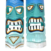 Blue - Image 9 - Set of 2 Tiki Mask Wall Sculptures, 20 Inch Blue Green Ocean