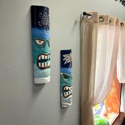 Blue - Image 7 - Set of 2 Tiki Mask Wall Sculptures, 20 Inch Blue Green Ocean