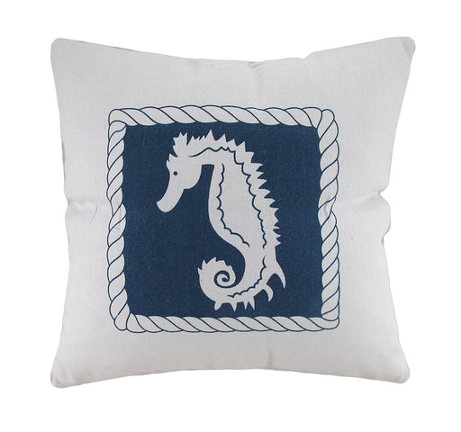 White And Blue Seahorse Decorative Canvas Throw Pillow Image 1