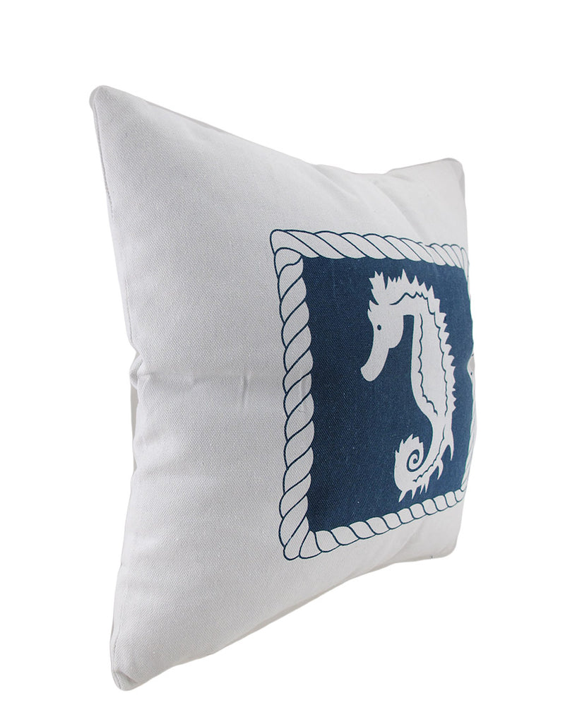 White And Blue Seahorse Decorative Canvas Throw Pillow Image 2