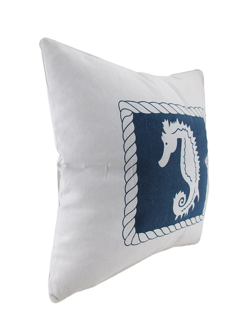 White And Blue Seahorse Decorative Canvas Throw Pillow Image 2