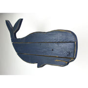 Whale Wall Sculpture, 30 Inch Distressed Blue Carved Wood Plaque Image 2