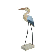 Blue Heron Sculpture, 16 Inch Hand Carved Wood Bird Statue Image 1