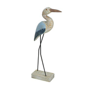 Blue Heron Sculpture, 16 Inch Hand Carved Wood Bird Statue Image 2
