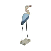 Blue Heron Sculpture, 16 Inch Hand Carved Wood Bird Statue Image 3