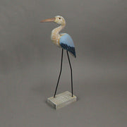 Blue Heron Sculpture, 16 Inch Hand Carved Wood Bird Statue Image 4
