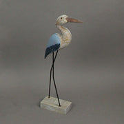 Blue Heron Sculpture, 16 Inch Hand Carved Wood Bird Statue Image 5