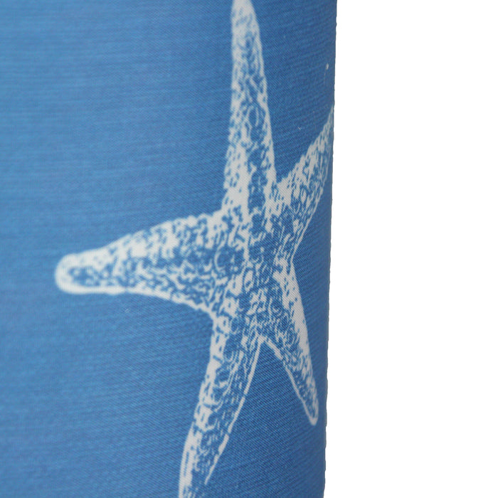 Set of 2 Brushed Nickel Finish Table Lamps with Blue Starfish Shades for Nautical Décor - Contemporary Coastal Elegance For