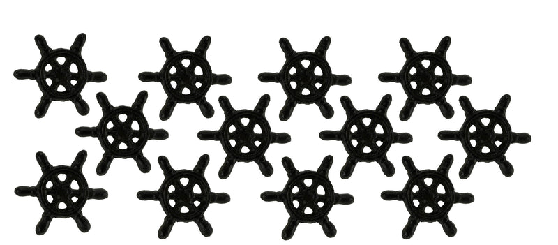 Set of 12 Ship Wheel Drawer Pulls, 2.75 Inch Brown Cast Iron Image 1