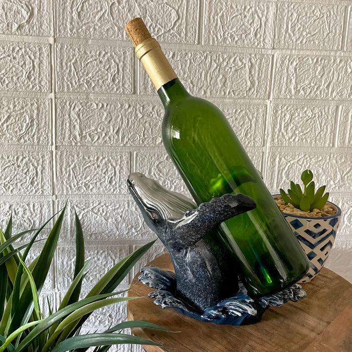 Blue - Image 4 - Humpback Whale Wine Bottle Holder – Whimsical Resin Decor for Coastal Home – 5.75 Inches High, 8.5 Inches