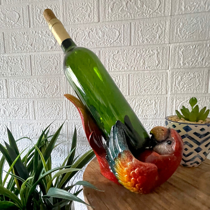 Red - Image 4 - Vibrant Parrot Wine Bottle Holder – Tropical Resin Decor for Home – 6.25 Inches High, 9.25 Inches Long –