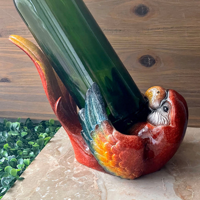 Red - Image 5 - Vibrant Parrot Wine Bottle Holder – Tropical Resin Decor for Home – 6.25 Inches High, 9.25 Inches Long –