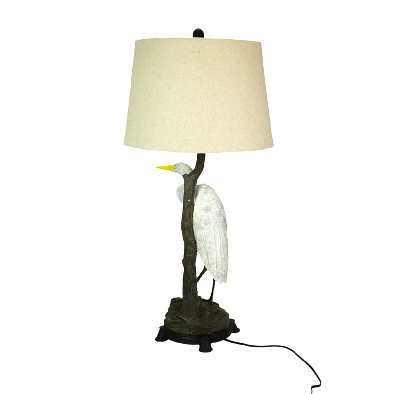 Set of 2 Great White Heron Table Lamps, 30.5 Inch Handpainted Resin Image 8
