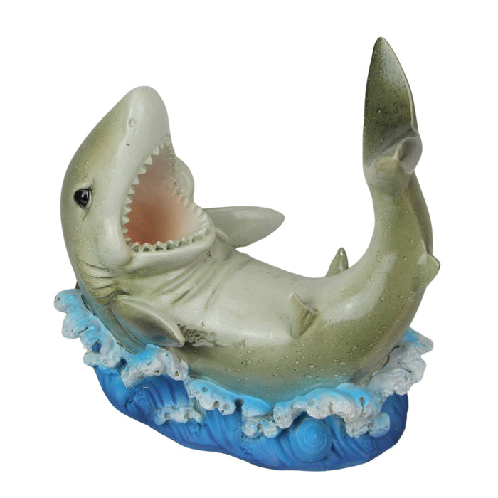 Gray - Image 1 - Whimsical Shark Wine Bottle Holder, Resin Ocean Décor, 8 Inches – Perfect for Coastal Home, Bar, or Kitchen;