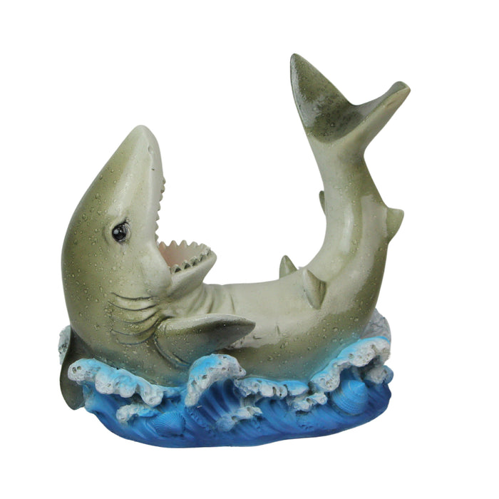 Gray - Image 2 - Whimsical Shark Wine Bottle Holder, Resin Ocean Décor, 8 Inches – Perfect for Coastal Home, Bar, or Kitchen;