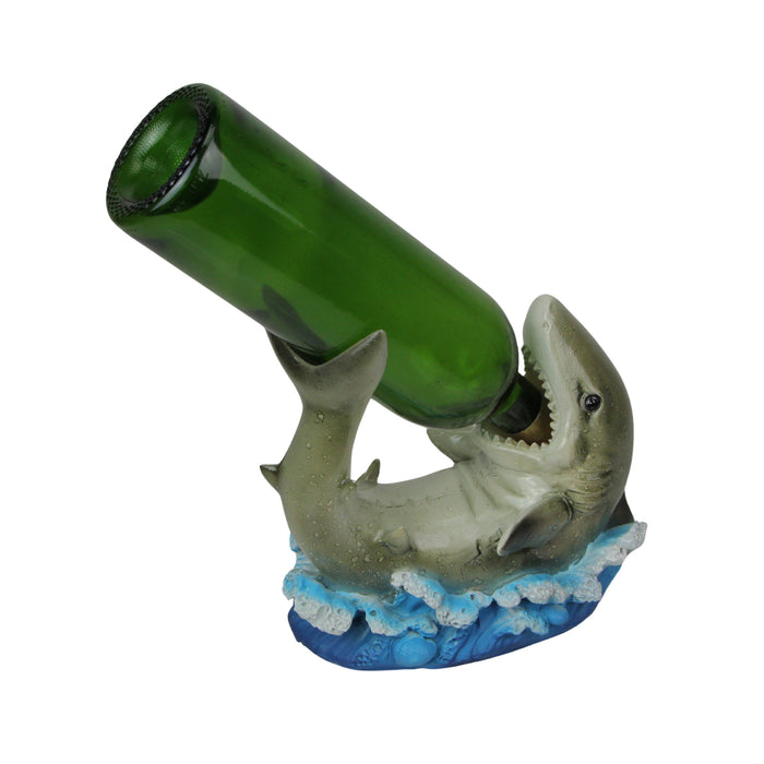 Gray - Image 8 - Whimsical Shark Wine Bottle Holder, Resin Ocean Décor, 8 Inches – Perfect for Coastal Home, Bar, or Kitchen;