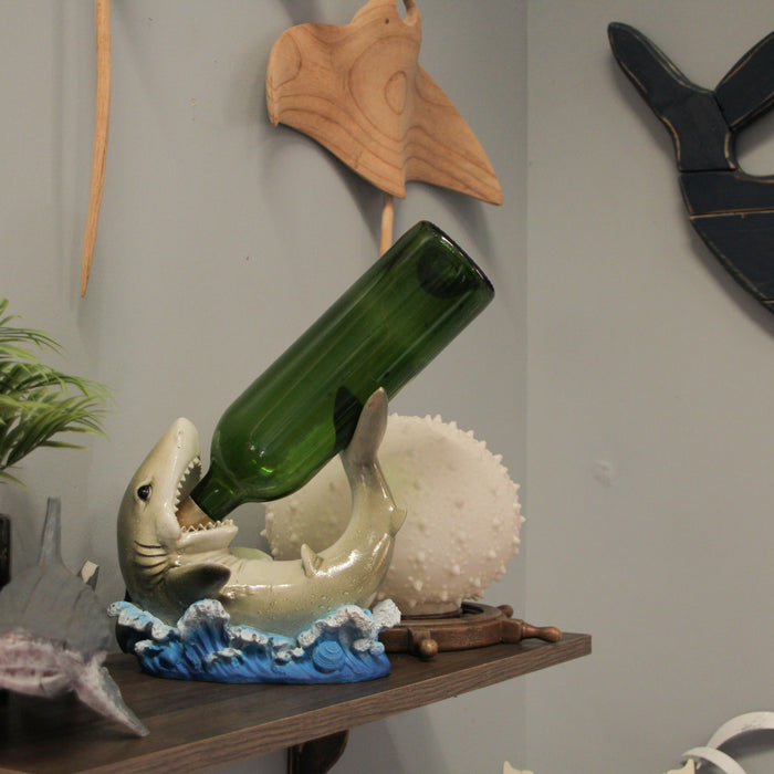 Gray - Image 4 - Whimsical Shark Wine Bottle Holder, Resin Ocean Décor, 8 Inches – Perfect for Coastal Home, Bar, or Kitchen;