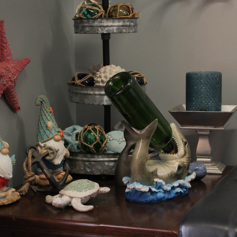 Gray - Image 5 - Whimsical Shark Wine Bottle Holder, Resin Ocean Décor, 8 Inches – Perfect for Coastal Home, Bar, or Kitchen;