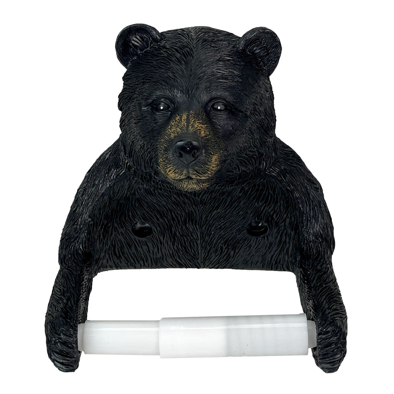 Black Bear Toilet Paper Holder, 6 Inch Rustic Lodge Wall Mount Image 2