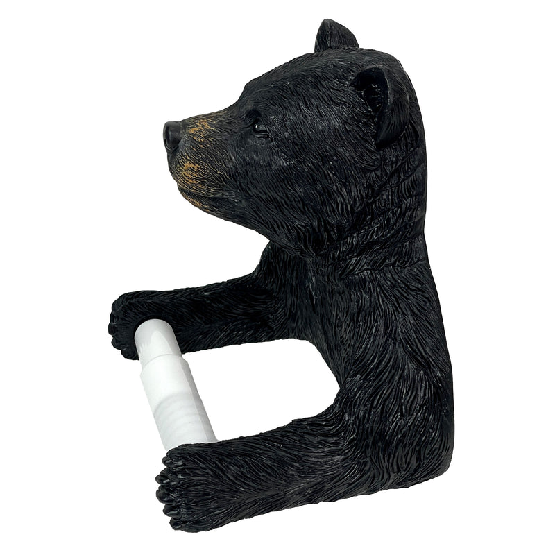 Black Bear Toilet Paper Holder, 6 Inch Rustic Lodge Wall Mount Image 7