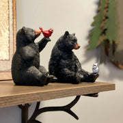 Set of 2 Black Bear Statues with Cardinal and Blue Jay, 4.75 Inch Tall Image 4
