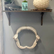 Replica Shark Jaw 15.5 Inch Resin Wall Sculpture, Realistic Off-White Shark Jaws Coastal Nautical Wall Decor for Beach House