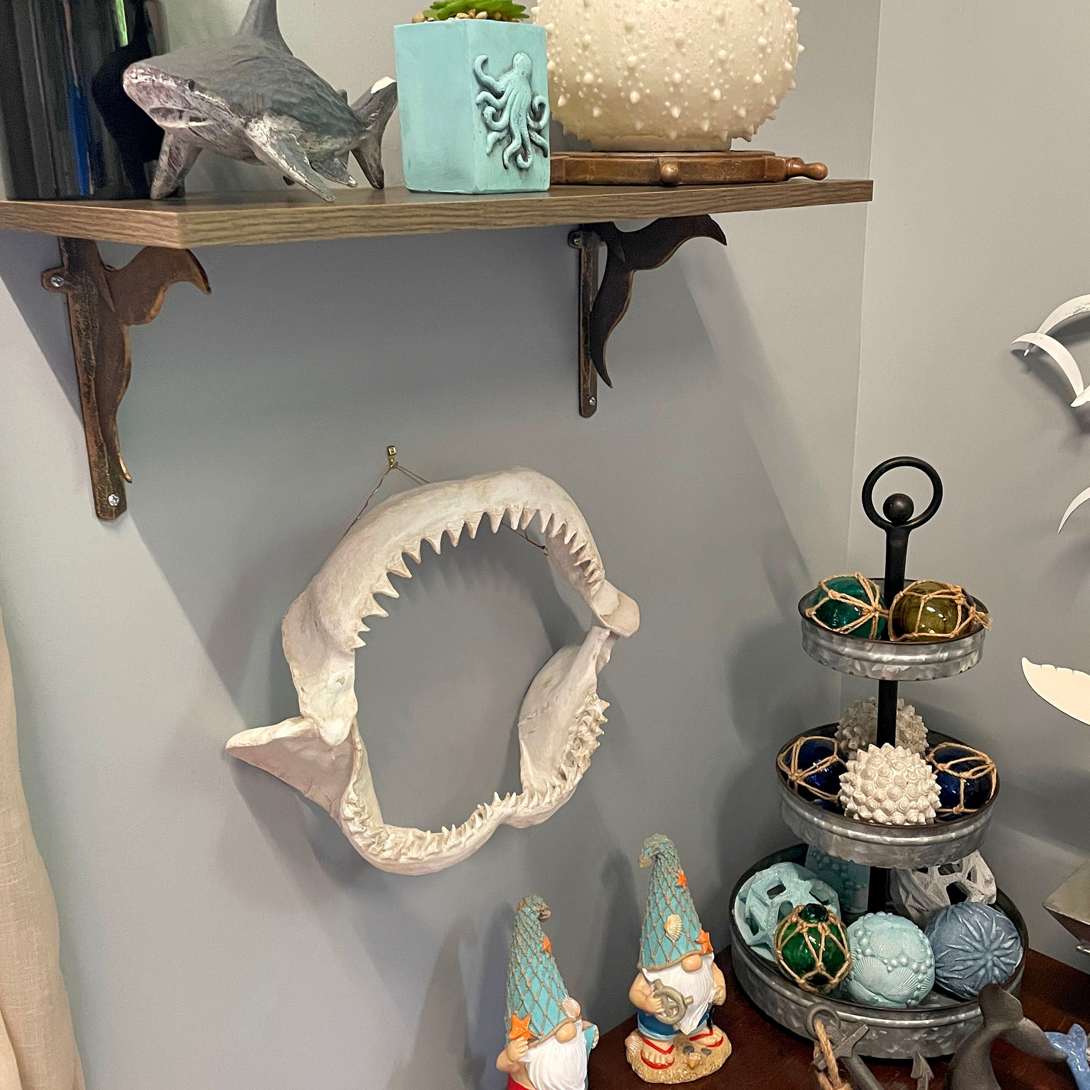 シャーク　マウス　スカル　オブジェ Replica Shark Jaw Wall Sculpture — Zeckos