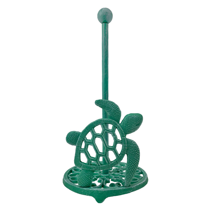 Green - Image 1 - Sea Turtle Cast Iron Paper Towel Holder – Stunning 13” Tall Coastal Kitchen Dispenser with Artistic Design